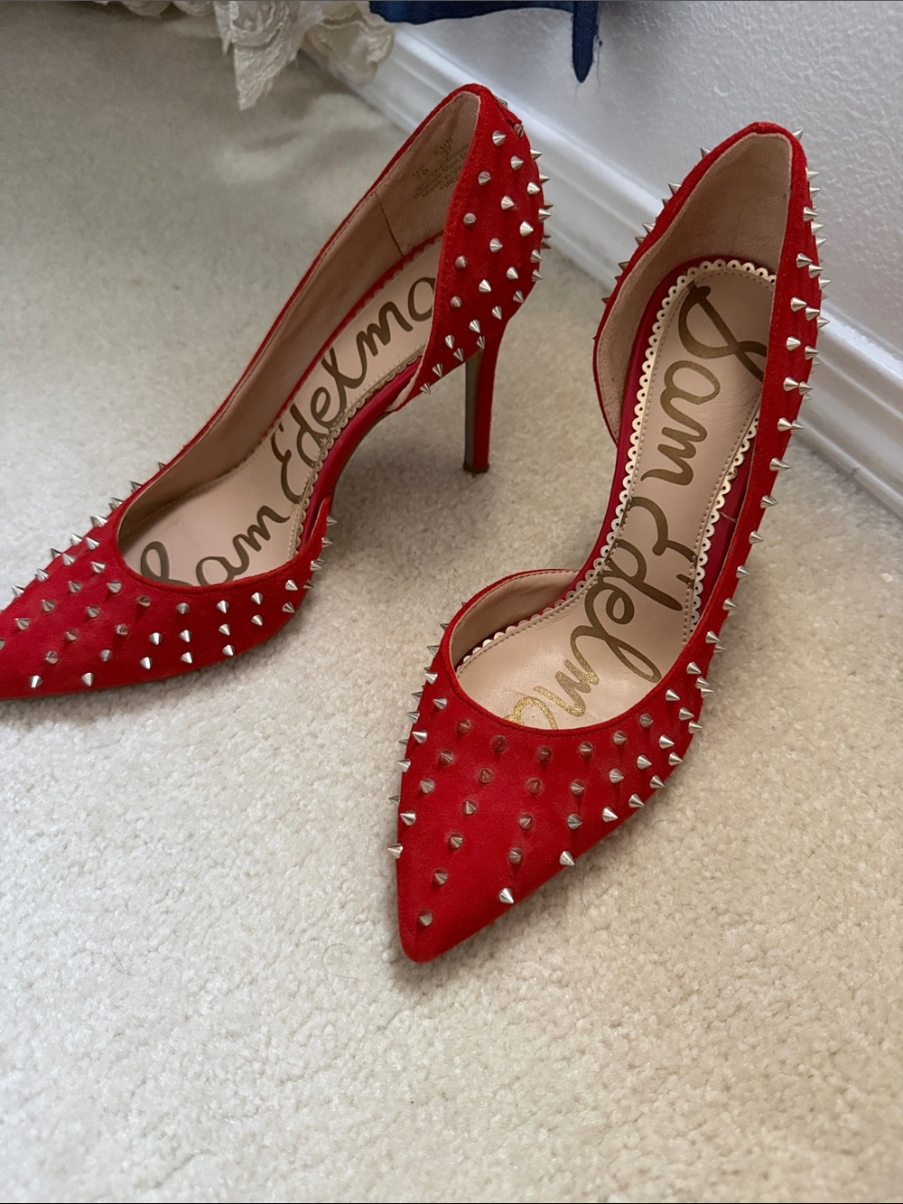 Sam Edelman Red Spiked Pointed-Toe Stiletto sz 7